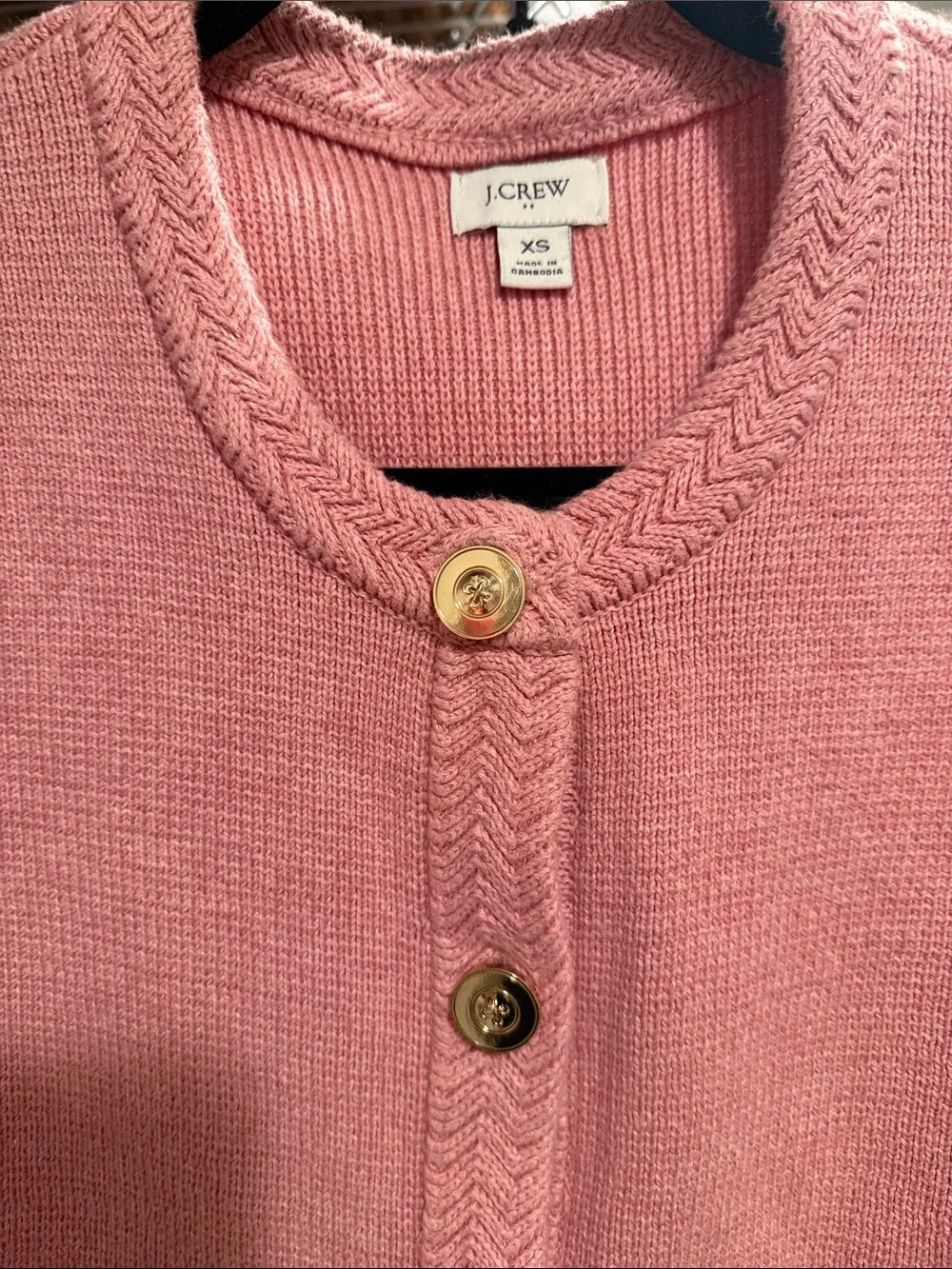 J. Crew Pink lady jacket Knit Cardigan with Gold Buttons 100% cotton